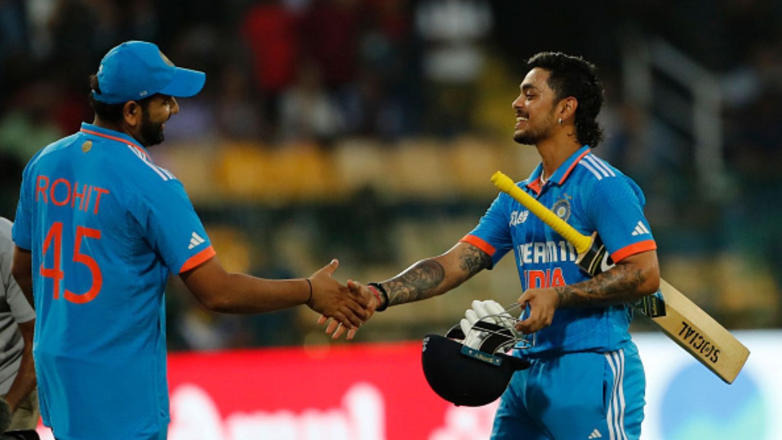‘I practised a lot in nets’: Ishan Kishan opens up about what he gained from World Cup campaign despite playing two matches Ishan Kishan of India and Rohit Sharma captain of India had shake after win the match during the Asia Cup Final match between India and Sri Lanka at R. Premadasa Stadium on September 17, 2023 in Colombo, Sri Lanka. (Getty Images)
