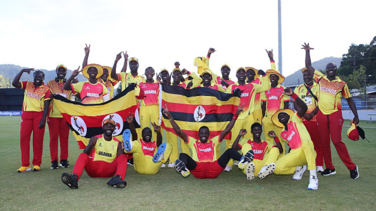 Uganda create history vs Zimbabwe with five-wicket victory to throw T20 World Cup Africa Region Qualifiers open The Uganga cricket team celebrate a victory for their side.