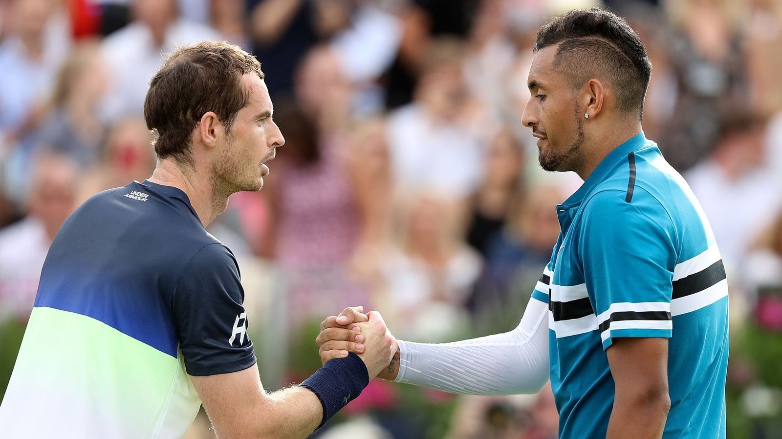 ‘It was pretty bad’: Nick Kyrgios lauds Andy Murray’s aid in mental health struggles, spotting signs of self-harm during practice Andy Murray of Great Britain (Left) and Nick Kyrgios of Australia in this frame. (Getty Images)