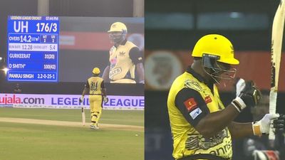 LLC: Dwayne Smith smashes 53-ball 120 as Mohammad Kaif's team succumbs to Suresh Raina's brigade and reach final Dwayne Smith celebrating his century