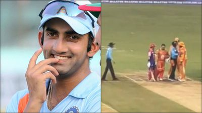 Gautam Gambhir reacts to S Sreesanth's accusations with a photo of him smiling and an interesting caption Gautam Gambhir smiling (left), verbal spat with S Sreesanth on the right while players and umpires intervene (Photo Courtesy: Gambhir X account, screengrab: Instagram)