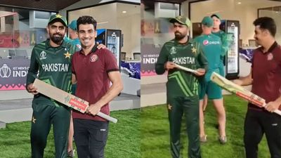 ‘He was about to cry’: Rahmanullah Gurbaz recalls emotional Babar Azam post Pakistan vs Afghanistan World Cup match Pakistan's former captain Babar Azam (L) with Afghanistan's Rahmanullah Gurbaz. (Getty Images)