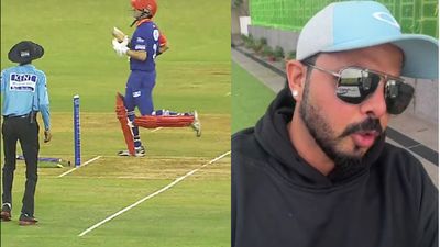 Sreesanth celebrates Gautam Gambhir's run out on just 10 runs with Instagram story during LLC playoffs as feud deepens (L) Gambhir getting run out. (R) Screengrab of Sreesanth's video.