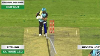 Worst DRS call in cricket history? Sydney Thunder captain who made T20I debut in India makes umpire laugh with terrible review call Ball-tracking technology shows the ball pitching way outside the leg stump (Screengrab: FanCode)