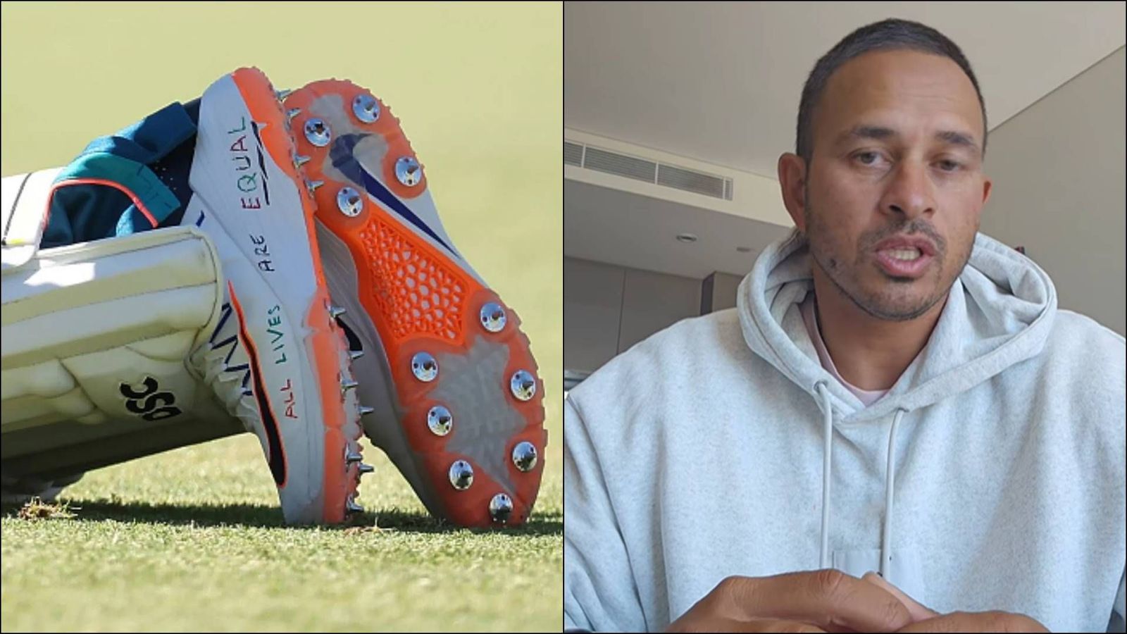 'What I've written on my shoes isn't political': Usman Khawaja to fight and gain ICC's approval to display slogans Usman Khawaja expressing his opinion in a video on Instagram (right) (Screengrab: Khawaja's Instagram)