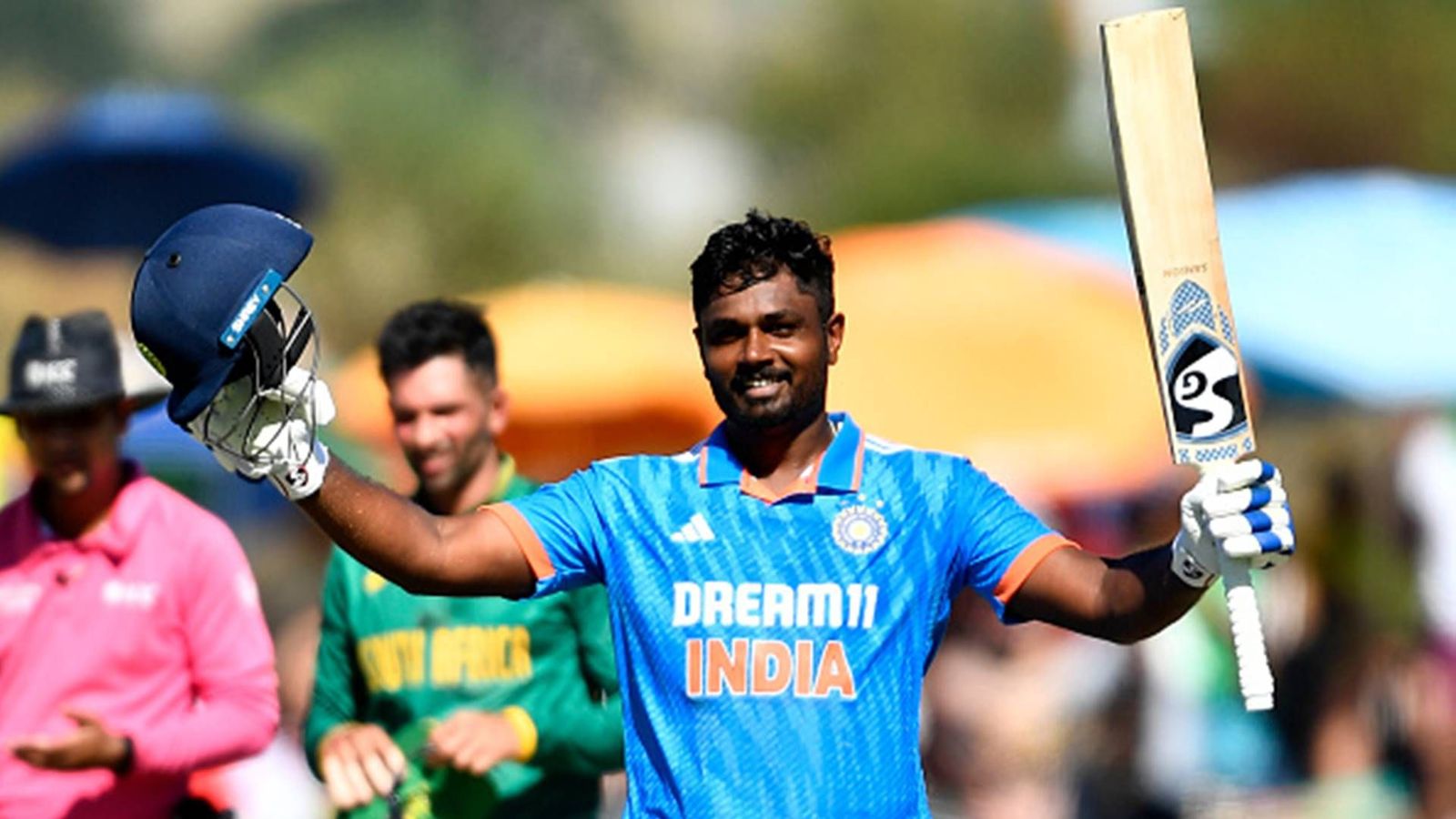 Sanju Samson's maiden ODI hundred and Arshdeep Singh's four-fer leads India to ODI series win on South Africa soil after 5 years Sanju Samson celebrates his maiden ODI century in the series decider against South Africa (Getty Images)