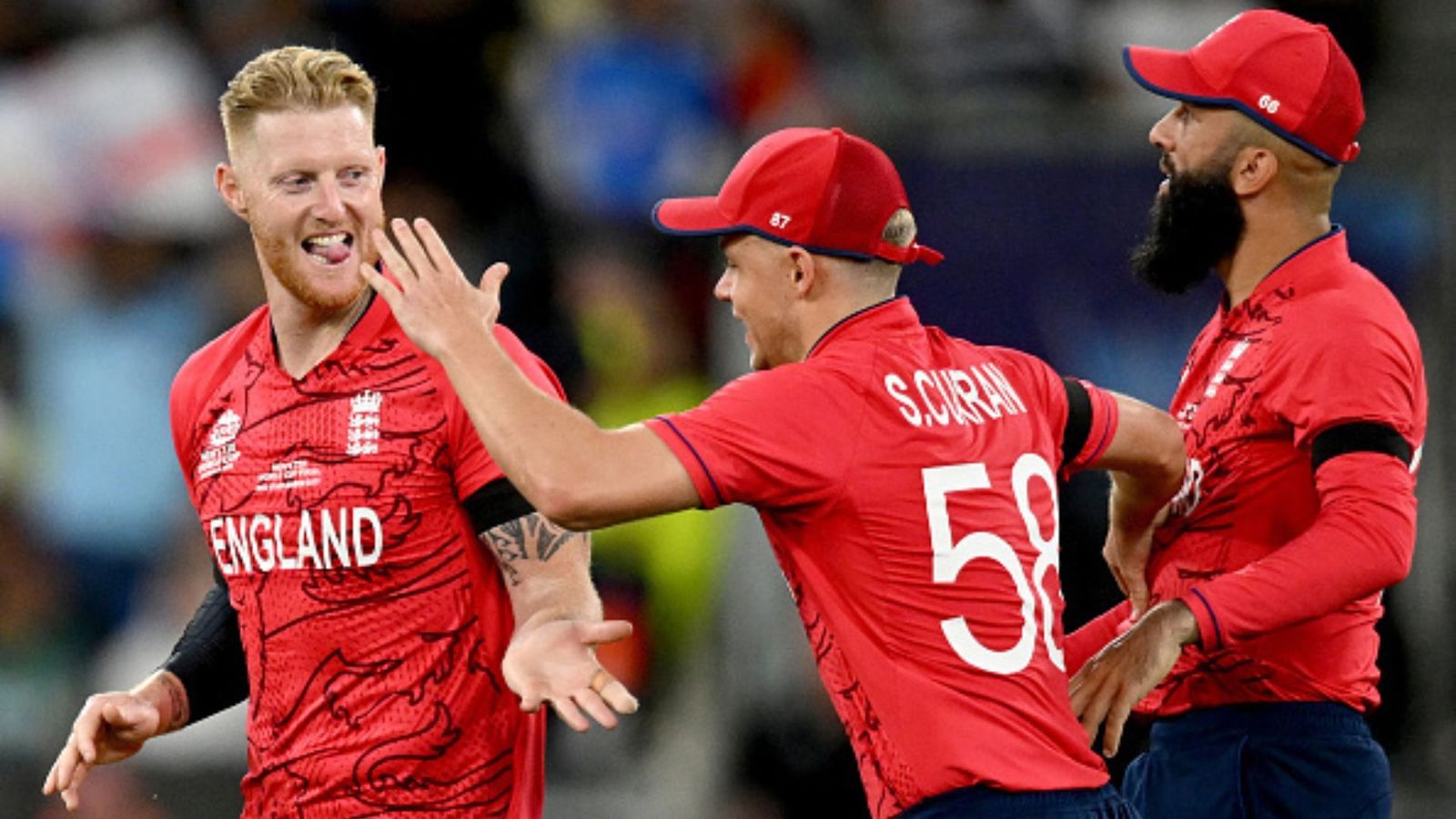'He's been overpaid for quite a few years now': AB de Villiers makes bold statement on star England all-rounder Ben Stokes, Sam Curran and Moeen Ali pictures while celebrating a wicket.