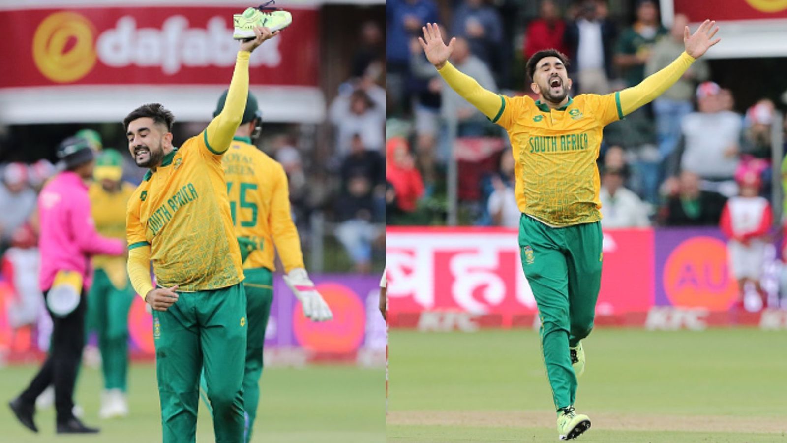 'You can't carry on like an animal': Tabraiz Shamsi on social media abuse after celebrating Suryakumar Yadav wicket during 2nd T20I Tabraiz Shamsi of South Africa celebrates the dismissal of Suryakumar Yadav. (Getty Images)
