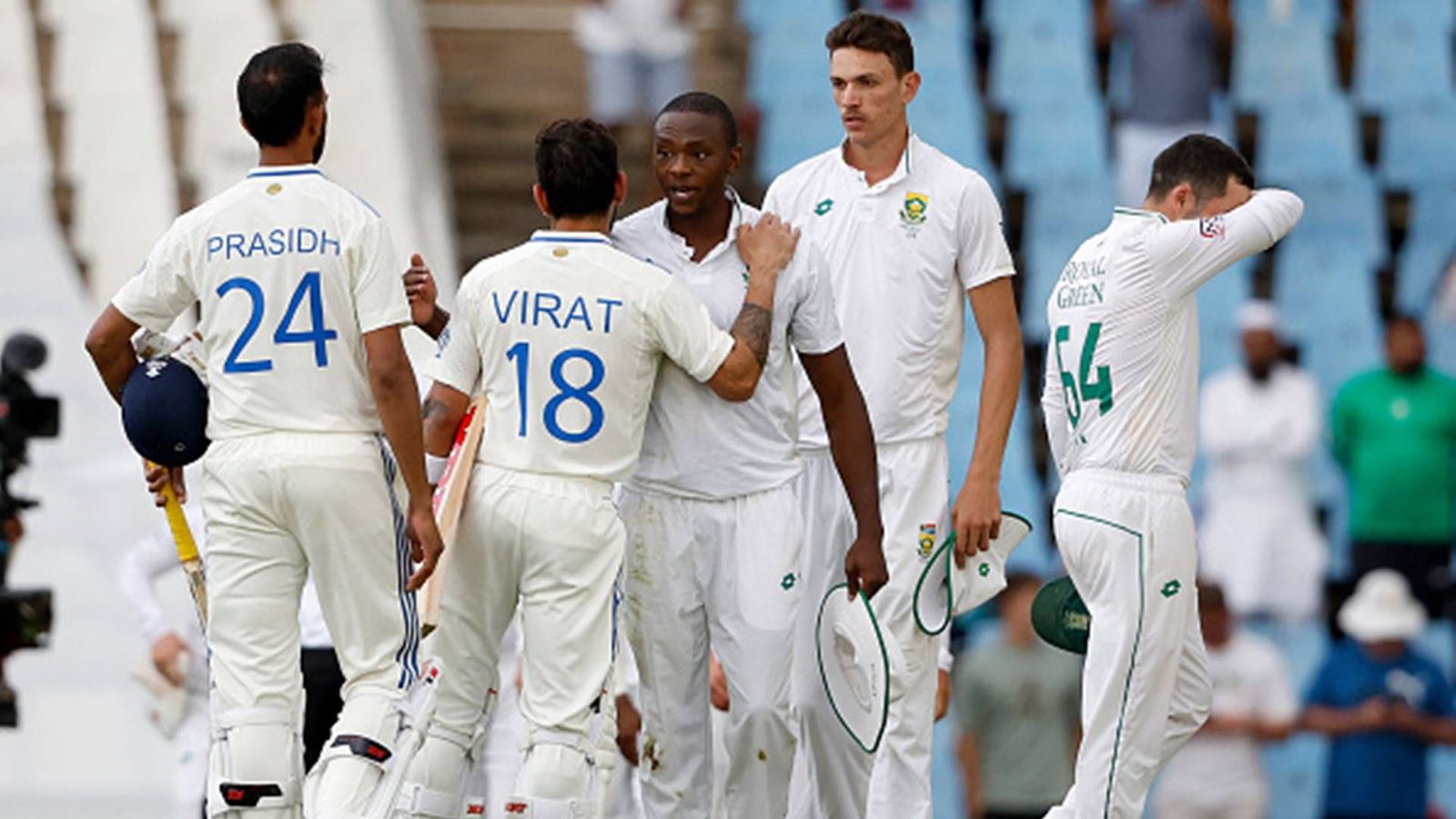 South African pacers run riot in Centurion to bowl out India for 131 despite Kohli's 76 to win 1st Test by an innings and 32 runs Kagiso Rabada greets India's Virat Kohli after South Africa won the first cricket Test match between South Africa and India (Getty Images)
