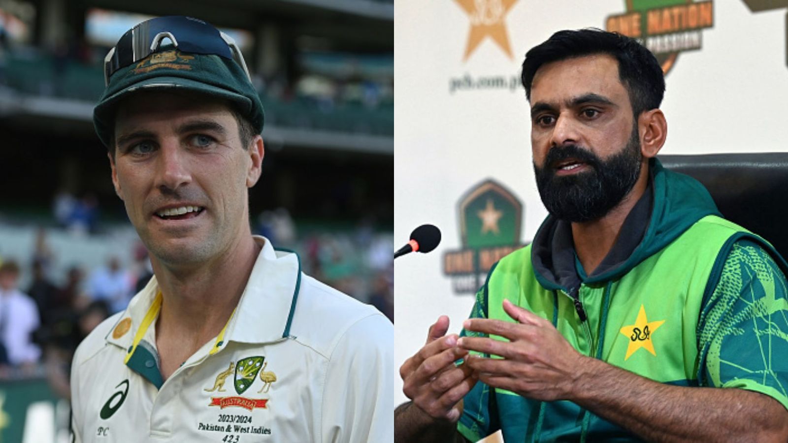Watch: Pat Cummins brutally silences Mohammad Hafeez for 'Pakistan played better than Australia' remark; video viral Pat Cummins (L) and Mohammad Hafeez (R).