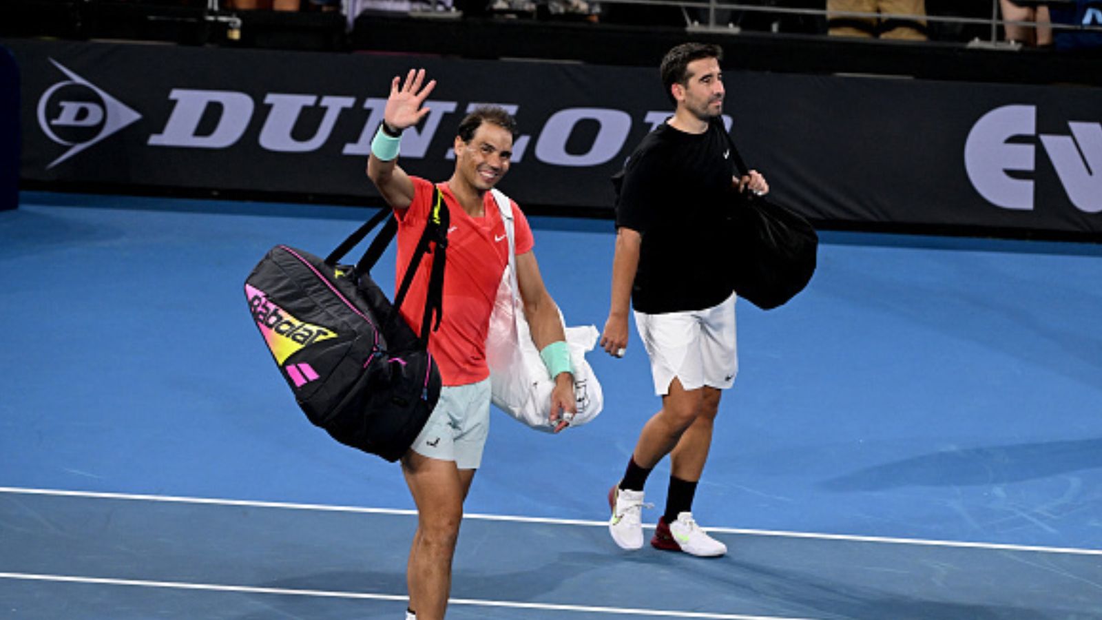 Rafael Nadal hammered in straight sets in his comeback match in Brisbane International men's doubles Spain's Rafael Nadal (L) and partner Marc Lopez after being defeated in men's doubles against Australia's Max Purcell and Jordan Thompson at the Brisbane International. (Getty)