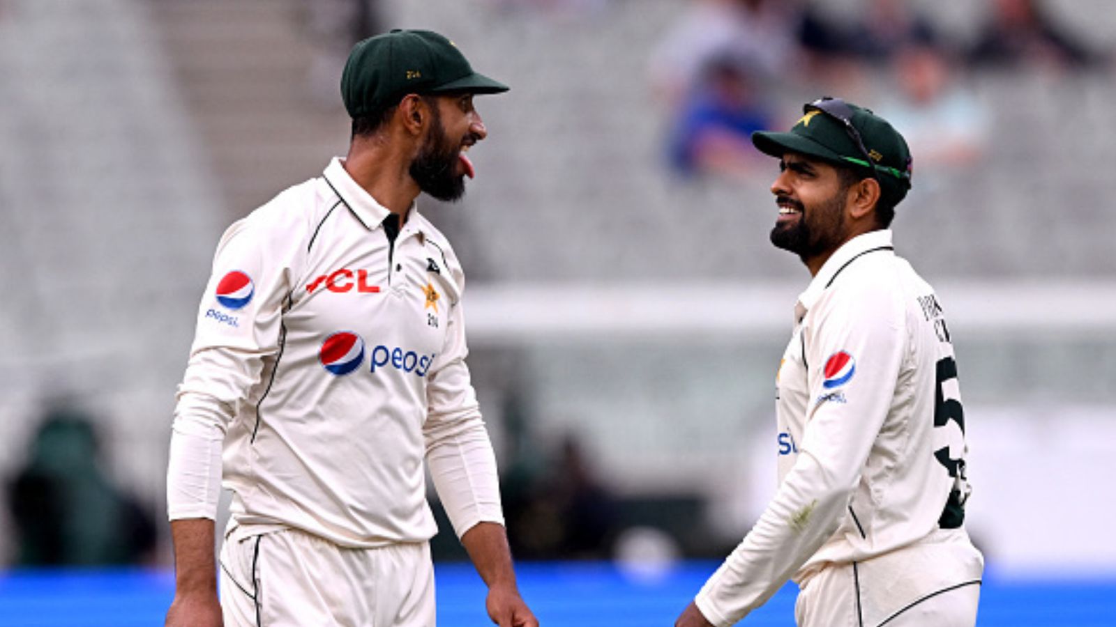 Shan Masood reacts on Babar Azam's batting struggles ahead of 3rd Test vs Australia, says 'He is our...' Pakistan captain Shan Masood (L) alongwith his teammate Babar Azam in this frame. (Getty)