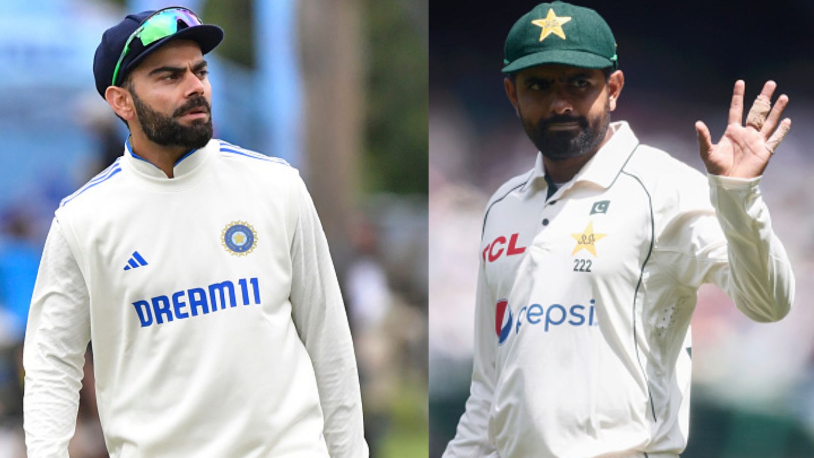 'Kohli took a break when he was...': Pakistan legend wants embattled Babar Azam to follow Virat's footsteps Former Pakistan skipper Babar Azam (right) and India's batting maestro Virat Kohli in this frame. (Getty)