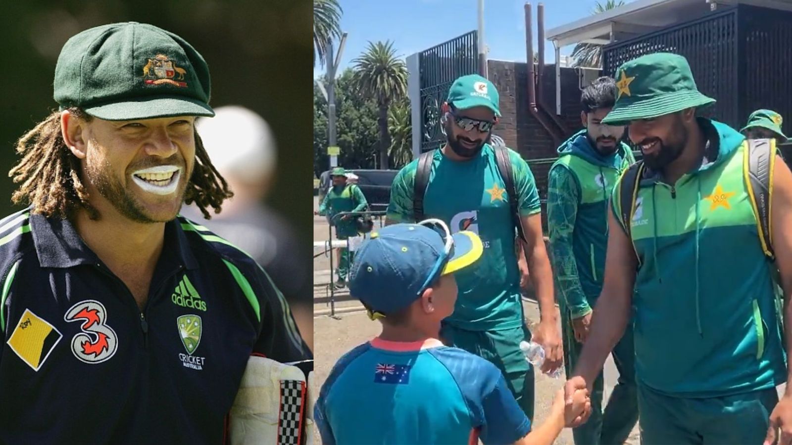 Watch: Late Andrew Symonds' son becomes part of Pakistan Team ahead of 3rd Test vs Australia Late Andrew Symonds of Australia (Left) and Andrew Symonds’ son with the Pakistan cricket team. (Screengrab: Twitter)