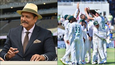 Ravi Shastri trolls India for record-breaking collapse in Cape Town, says 'If someone went around the corner for a dump...' Former India head coach Ravi Shastri (left), South African players celebrate during Day 1 of second Test (Getty Images)