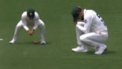 WATCH: Babar Azam, onlookers in disbelief after Saim Ayub hands farewell present to David Warner by dropping a dolly; video stuns internet Saim Ayub (L) and David Warner (R).