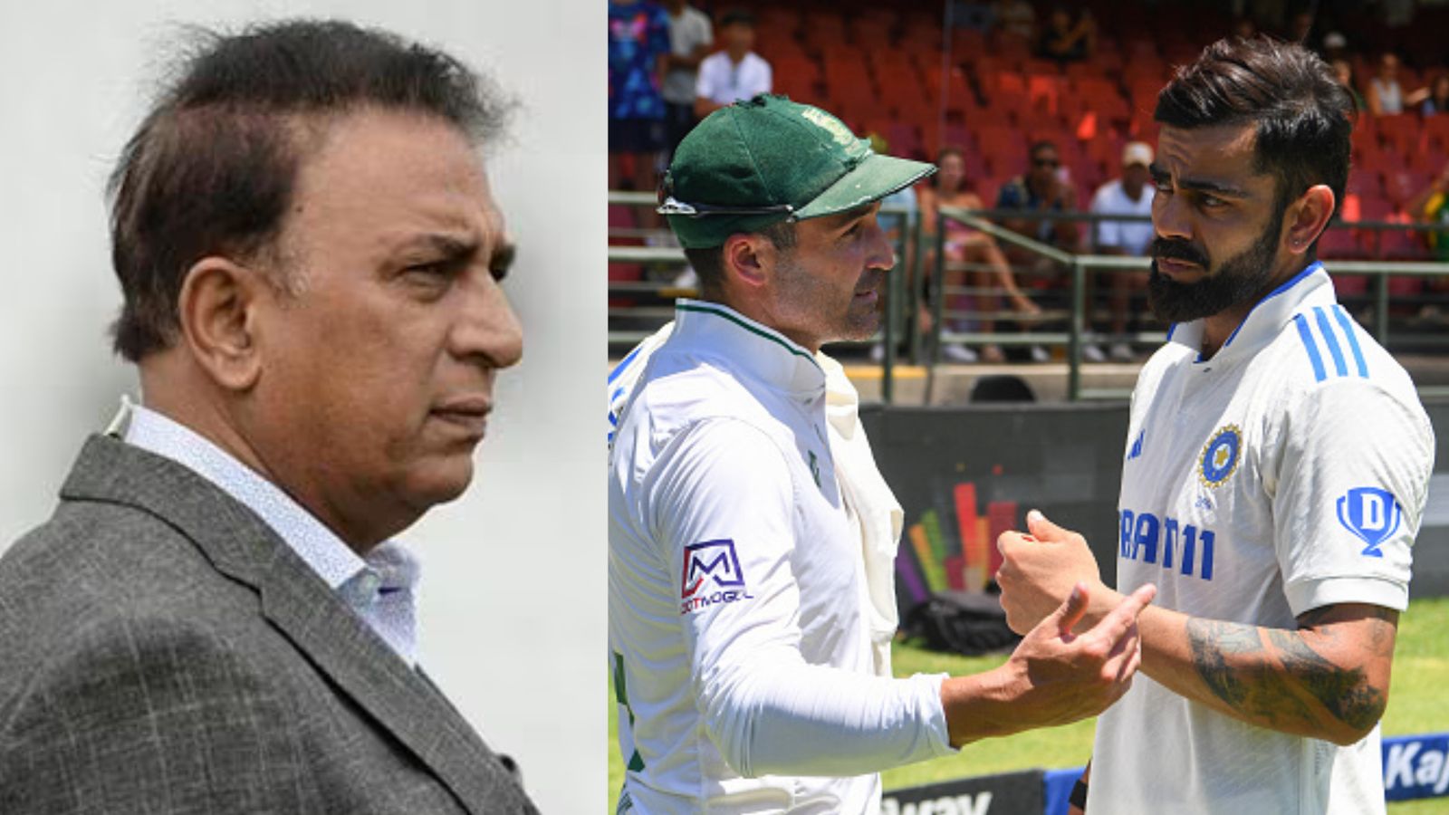 'Sorry, you're not a batter...': Sunil Gavaskar cracks whip after India vs South Africa's 2nd Test wrapped up inside two days Left: Batting great Sunil Gavaskar. Right: India's Virat Kohli and South Africa's Dean Elgar in this frame.