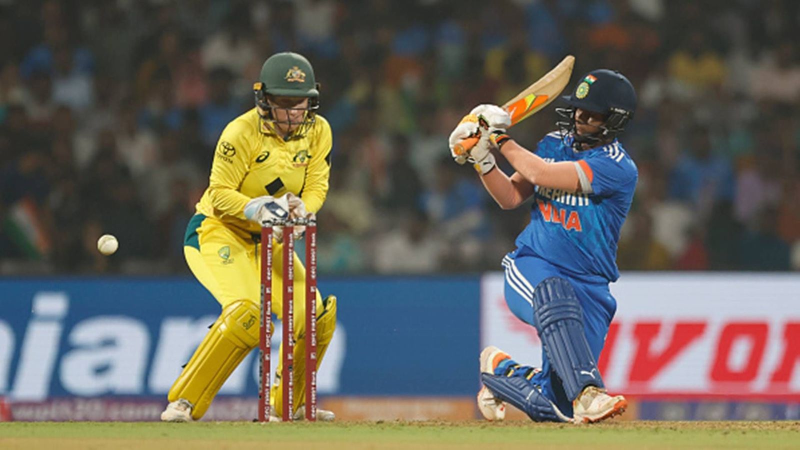 Deepti Sharma creates history, becomes joint-fastest to achieve rare feat as an all-rounder in T20I cricket Deepti Sharma plays a shot against Australia in the second T20I of the series (Getty Images)
