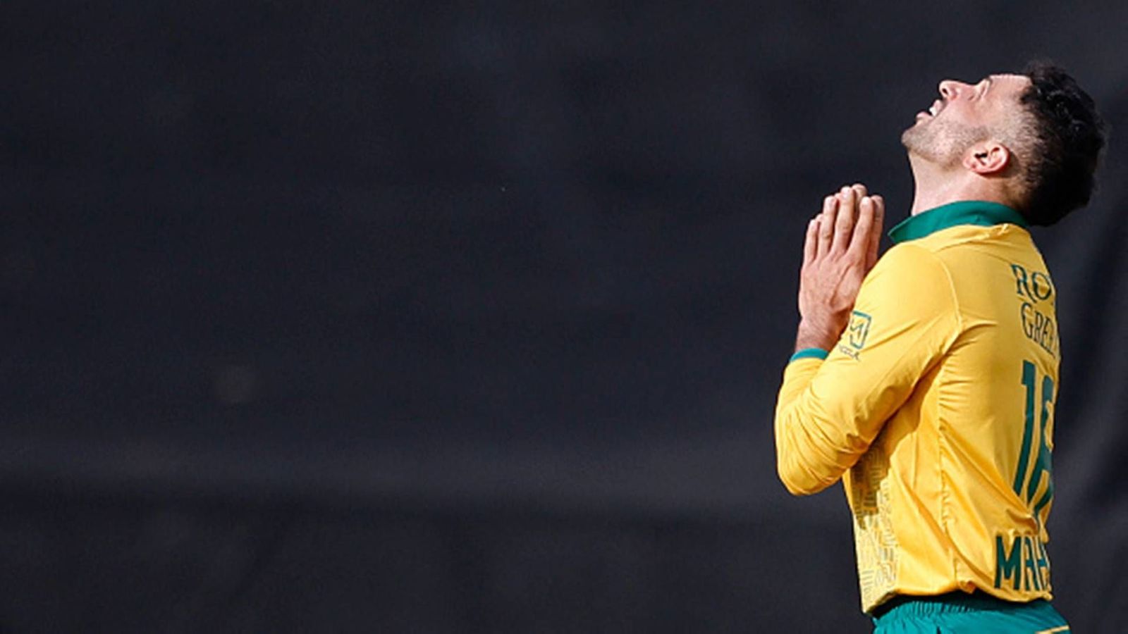 Keshav Maharaj explains why DJ plays 'Ram Siya Ram' every time he comes in to bat Keshav Maharaj folding his hands after taking a wicket (Getty Images)