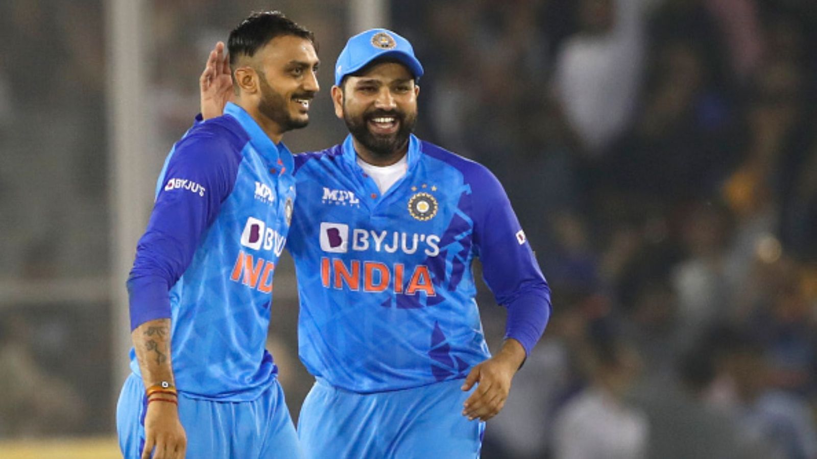 Axar Patel gets candid about T20 World Cup selection but keeps focus on two big upcoming assignments Axar Patel (Left) and Rohit Sharma of India. (File Photo: Getty Images)