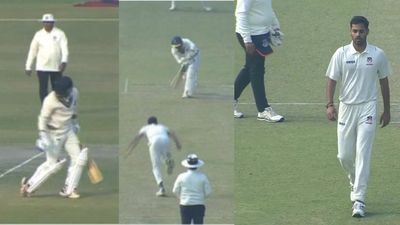 WATCH: Bhuvneshwar Kumar runs riot with fiery fifer to gun down Bengal batters after UP bundled out for 60 in Ranji Trophy encounter UP's veteran bowler Bhuvneshwar Kumar in this frame.