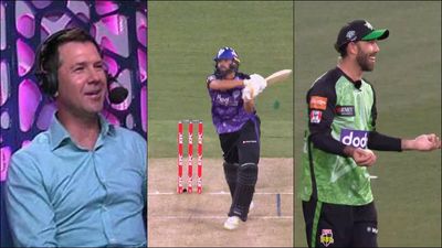 Ricky Ponting calls how Nathan Coulter-Nile will take Nikhil Chaudhary's wicket, watch Punter's viral prediction in BBL match Glenn Maxwell reacts after taking Nikhil Chaudhary's catch (Screengrab: 7Cricket, X)