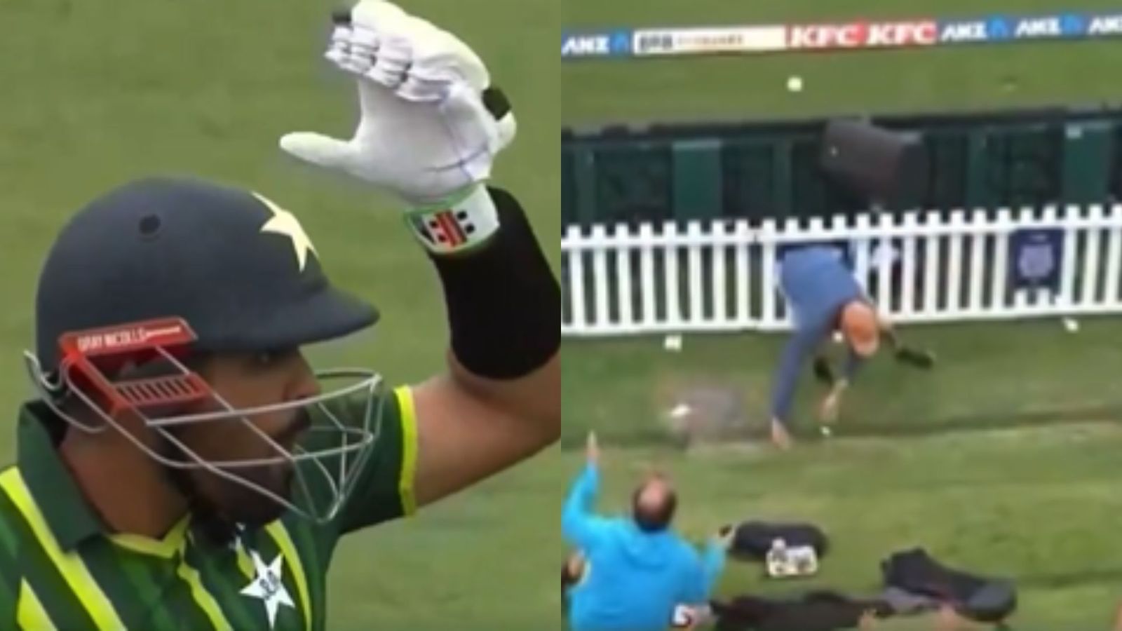 Watch: Babar Azam's reaction goes viral after his six gives major injury scare as ball hits spectator during 3rd T20I Watch: Babar Azam's reaction goes viral after his six gives major injury scare as ball hits spectator during 3rd T20I