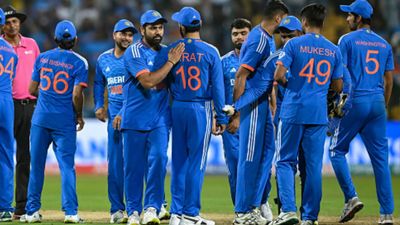 'There are 8-10 players in our minds': Rohit Sharma makes huge statement on India's squad for T20 World Cup India's captain Rohit Sharma (C) celebrates with teammates.