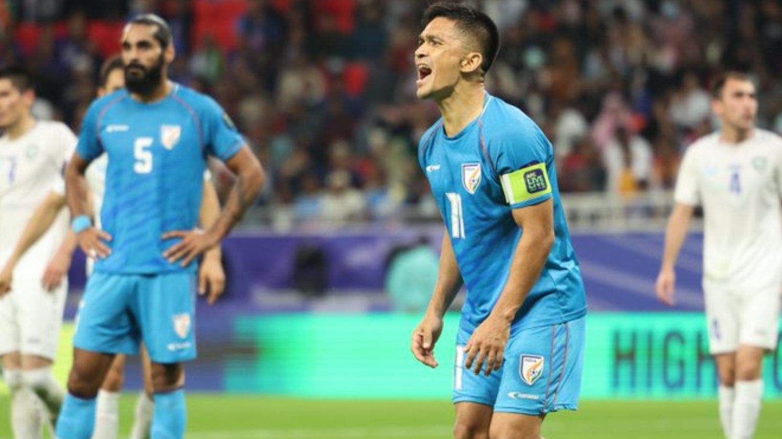 AFC Asian Cup: Listless India goes down again, Uzbekistan routs Sunil Chhetri's brigade 3-0 Indian football team skipper Sunil Chhetri reacts in this frame. (Twitter)
