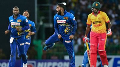SL vs ZIM: Wanindu Hasaranga stars as Sri Lanka thump Zimbabwe by 9 wickets, clinch series 2-1 Sri Lanka's Wanindu Hasaranga (2R) celebrates after taking the wicket of Zimbabwe's Richard Ngarava (R).