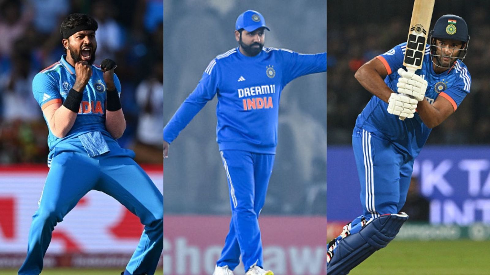 Hardik Pandya or Shivam Dube or both? India's World Cup winner answers burning question of which all-rounder should be part of India's T20 WC squad Hardik Pandya (L), Rohit Sharma (C) and Shivam Dube (R).