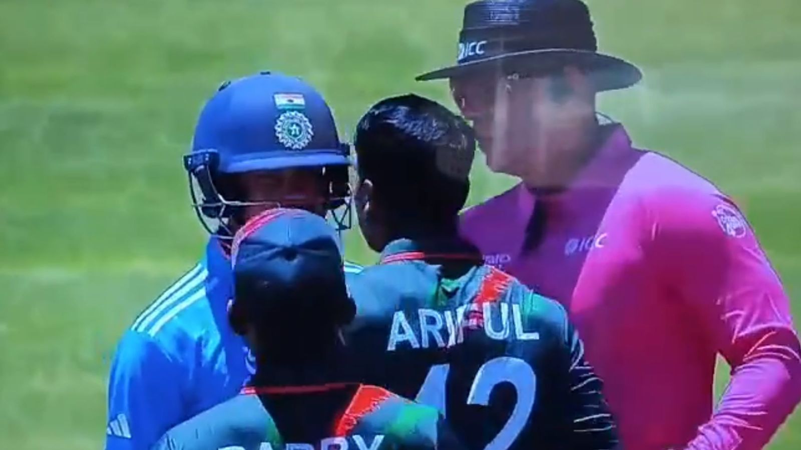 WATCH: India U-19 captain Uday Saharan and Bangladesh player involve in fiery verbal scuffle during INDvsBAN tie, umpire comes to rescue WATCH: India U-19 captain Uday Saharan and Bangladesh player involve in fiery verbal scuffle during INDvsBAN tie, umpire comes to rescue