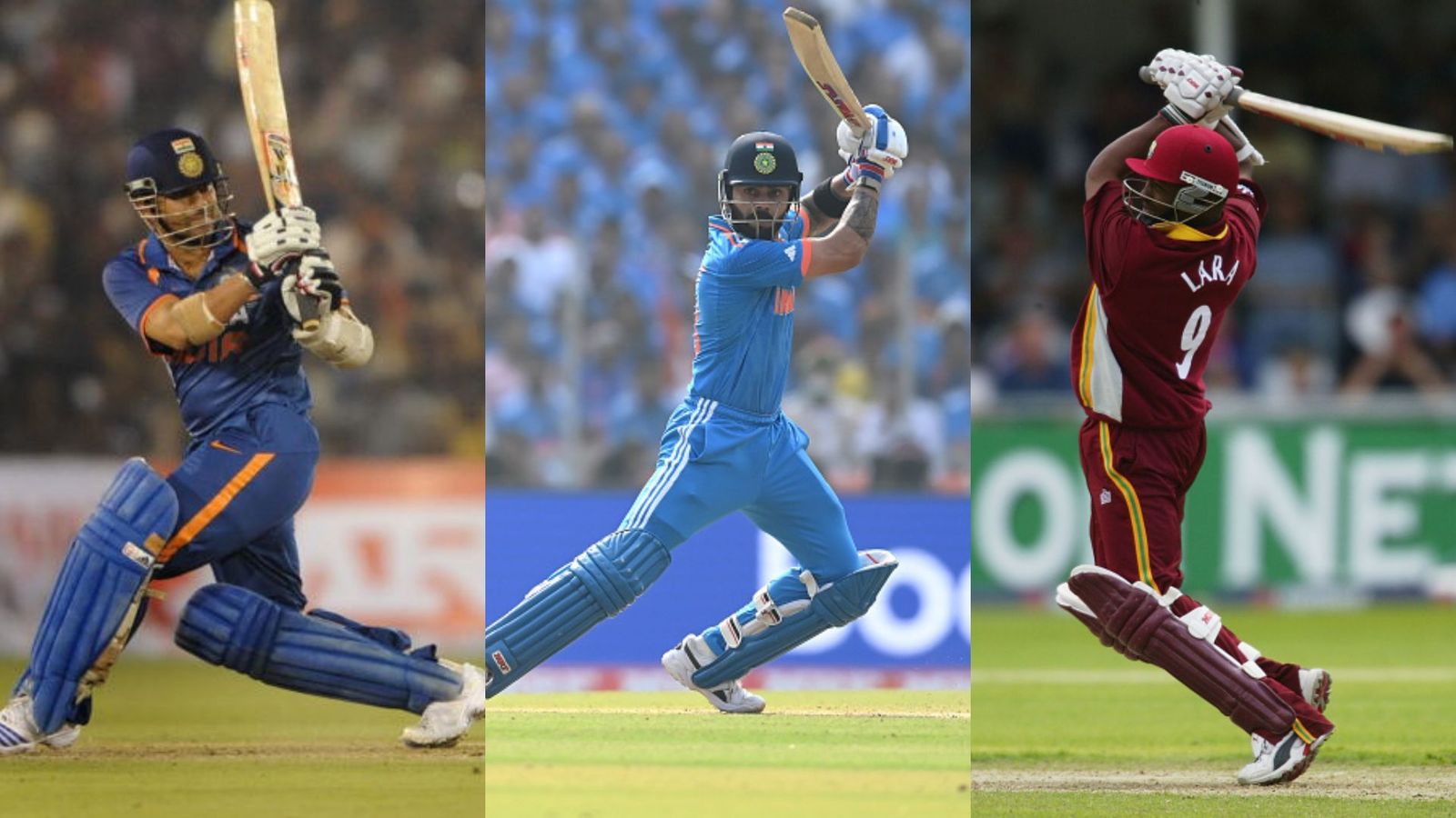'Virat Kohli could have faced difficulties...': Shoaib Akthar sparks major debate with eye-opening statement on different eras Sachin Tendulkar (L), Virat Kohli (C) and Brian Lara (R).