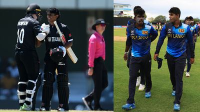 U-19 World Cup: Andhra-born batter's ton helps New Zealand thrash Nepal; Sri Lanka bullwhips Zimbabwe New Zealand and Sri Lanka players after winning their respective Under-19 World Cup matches against Nepal and Ireland. (Getty)