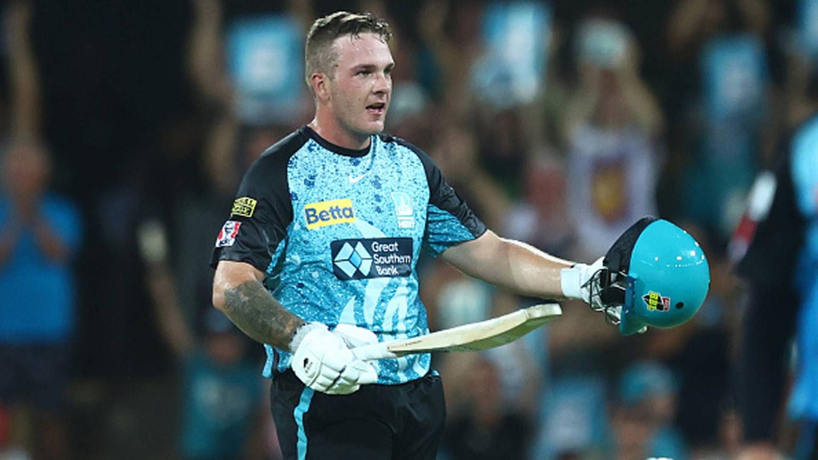 Brisbane Heat opener Josh Brown breaks Chris Gayle's 12-year-old record with 57-ball 140 in BBL 2023-24 Challenger Josh Brown celebrating his maiden BBL century in the Challenger clash against Adelaide Strikers (Getty Images)