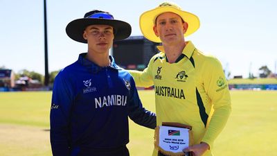 U-19 World Cup: Namibia pacers give Australia a scare before captain Hugh Weibgen leads them to victory in low-scoring encounter Hugh Weibgen of Australia and Alexander Volschenk of Namibia pose for a photo. (Getty Images)