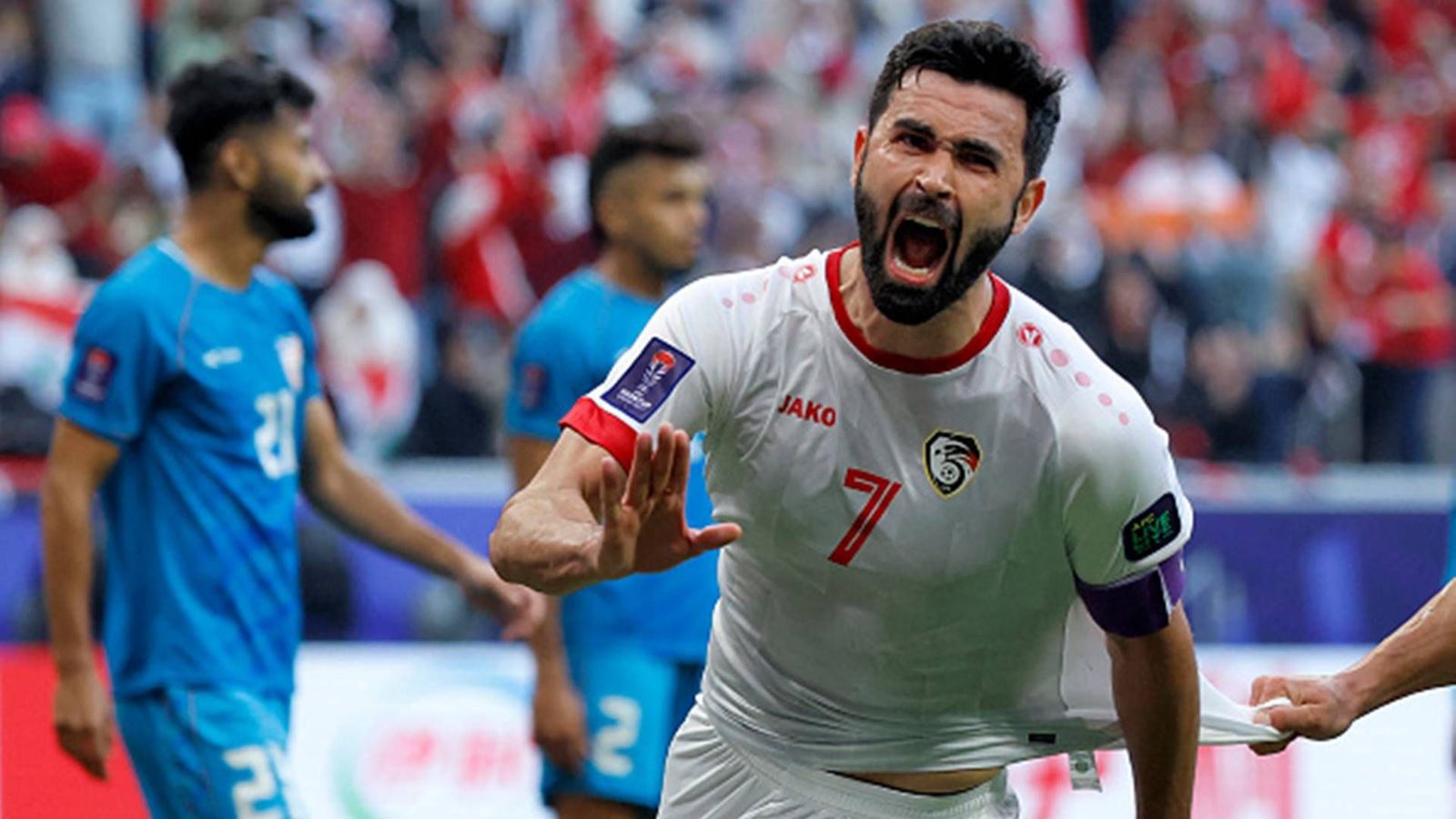 India knocked out of AFC Asian Cup without scoring a goal as Syria win after a gap of 7 years Omar Khribin celebrates after scoring his team's first goal during the Qatar 2023 AFC Asian Cup against India (Getty Images)
