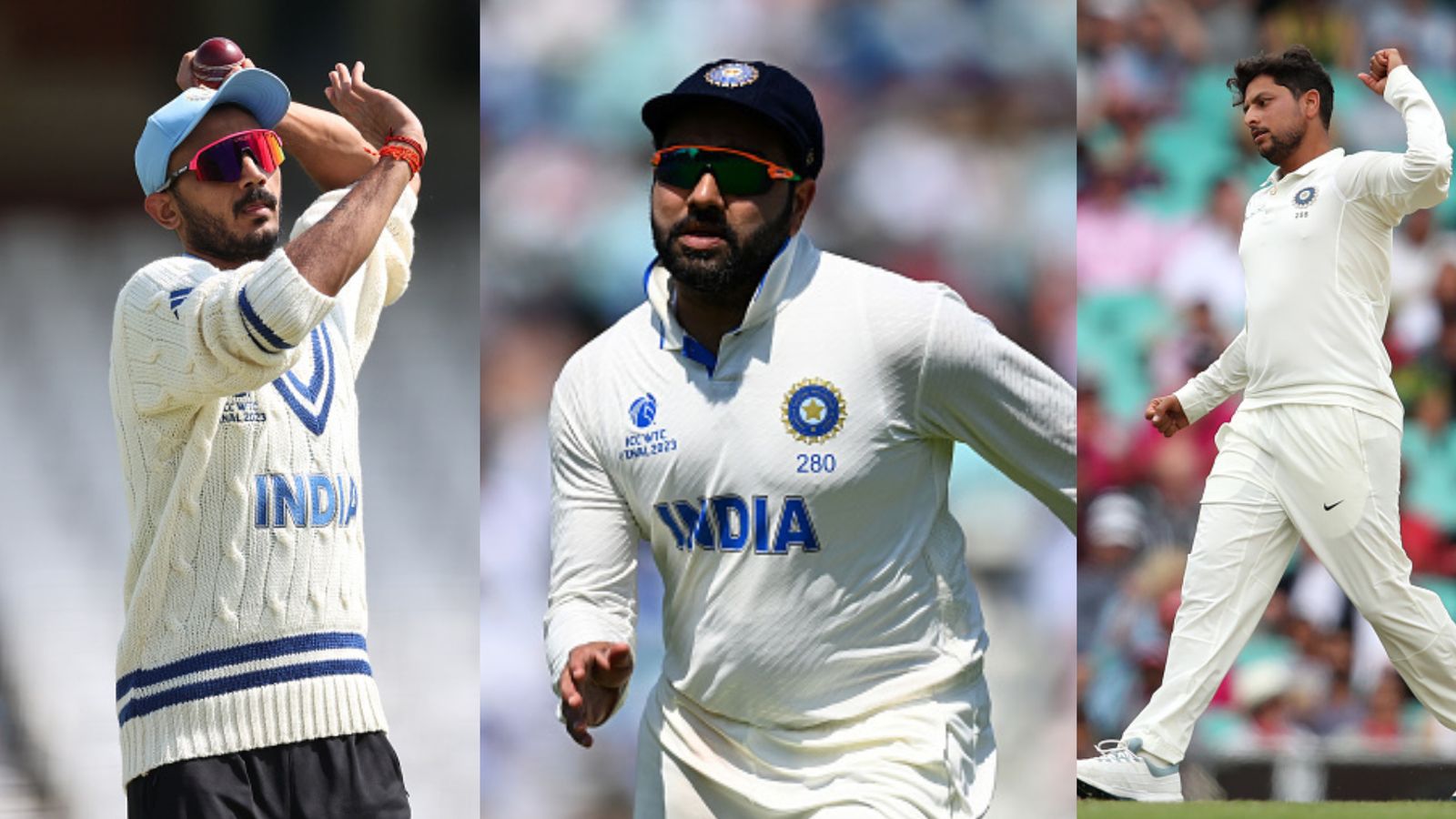 'He is a tempting option': Who'll make the cut in India's playing XI between Kuldeep Yadav or Axar Patel, Rohit Sharma drops big hint India's Axar Patel (left), captain Rohit Sharma (centre) and Kuldeep Yadav