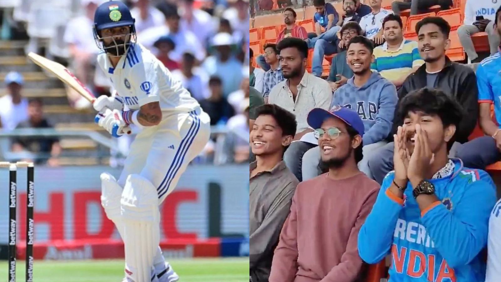WATCH: Hyderabad crowd goes bonkers with Virat Kohli chants during India vs England's first Test India's batting maestro Virat Kohli (left) and Hyderabad crowd in this frame. (Twitter)