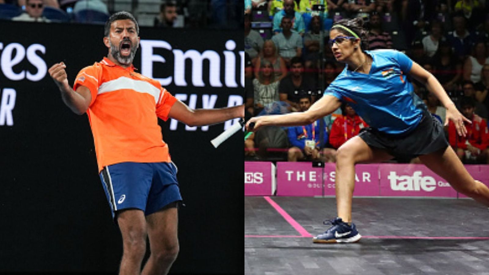 Padma Awards: Rohan Bopanna among 7 Indian athletes set to be honoured with Padma Shri; check full list here Rohan Bopanna (L) and Joshna Chinappa (R).