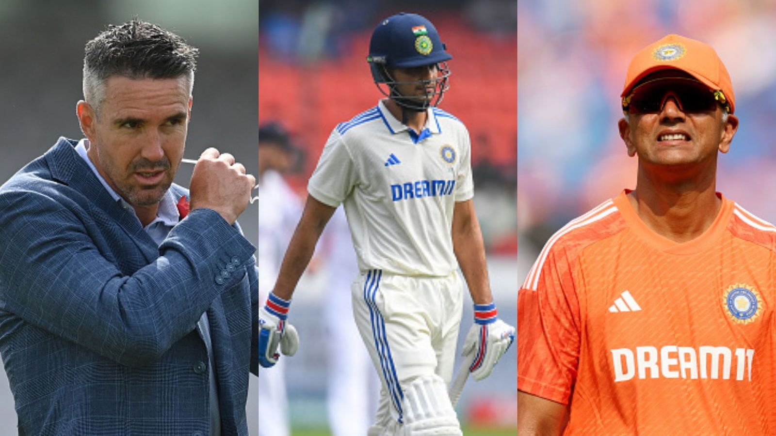 'I would say to Rahul Dravid...please go...': Kevin Pietersen makes massive appeal to Team India coach with regards to Shubman Gill Kevin Pietersen (L), Shubman Gill (C) and Rahul Dravid (R).