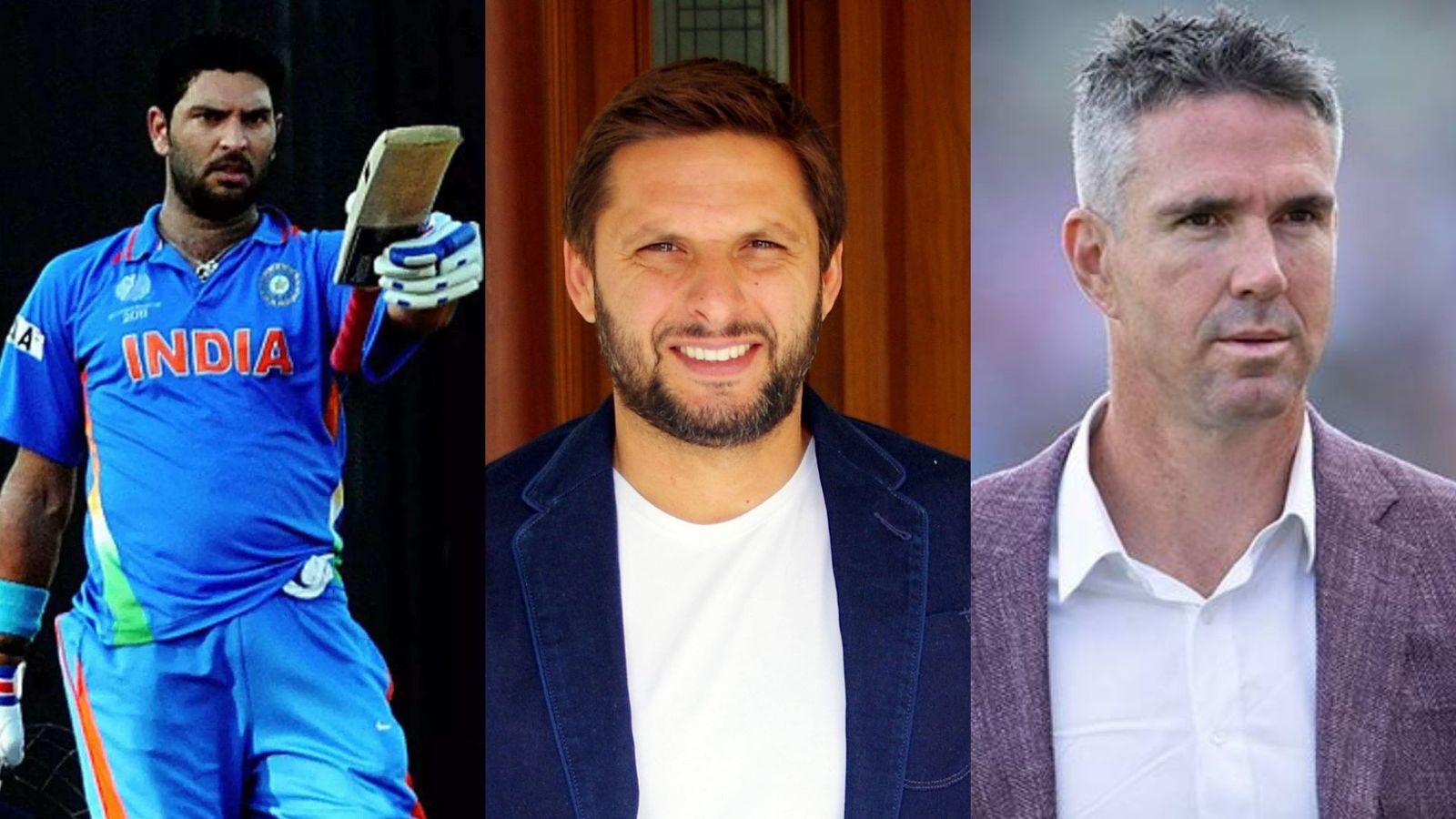 Cricket legends Yuvraj Singh, Shahid Afridi, and Kevin Pietersen to illuminate Edgbaston in prestigious ECB-Sanctioned T20 extravaganza Yuvraj Singh (L), Shahid Afridi (C) and Kevin Pietersen (R).