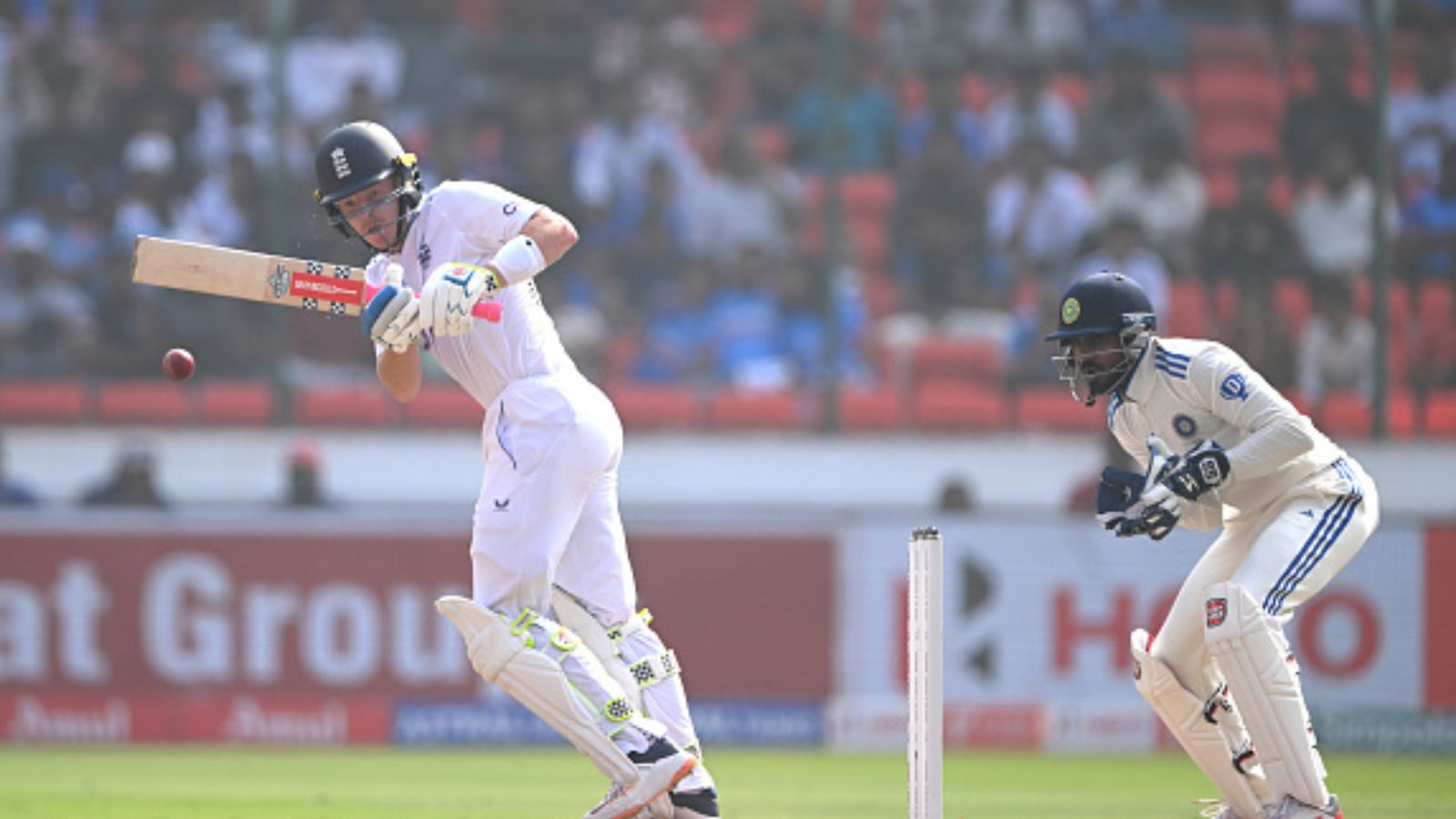 IND vs ENG: Ollie Pope's marathon 196 steadies England's boat and hands India 231-run target to chase in 1st Test England's Ollie Pope (left) in action as India's Srikar Bharat looks on during Day 4 of the 1st Test at Rajiv Gandhi International Stadium on January 28. (Getty)