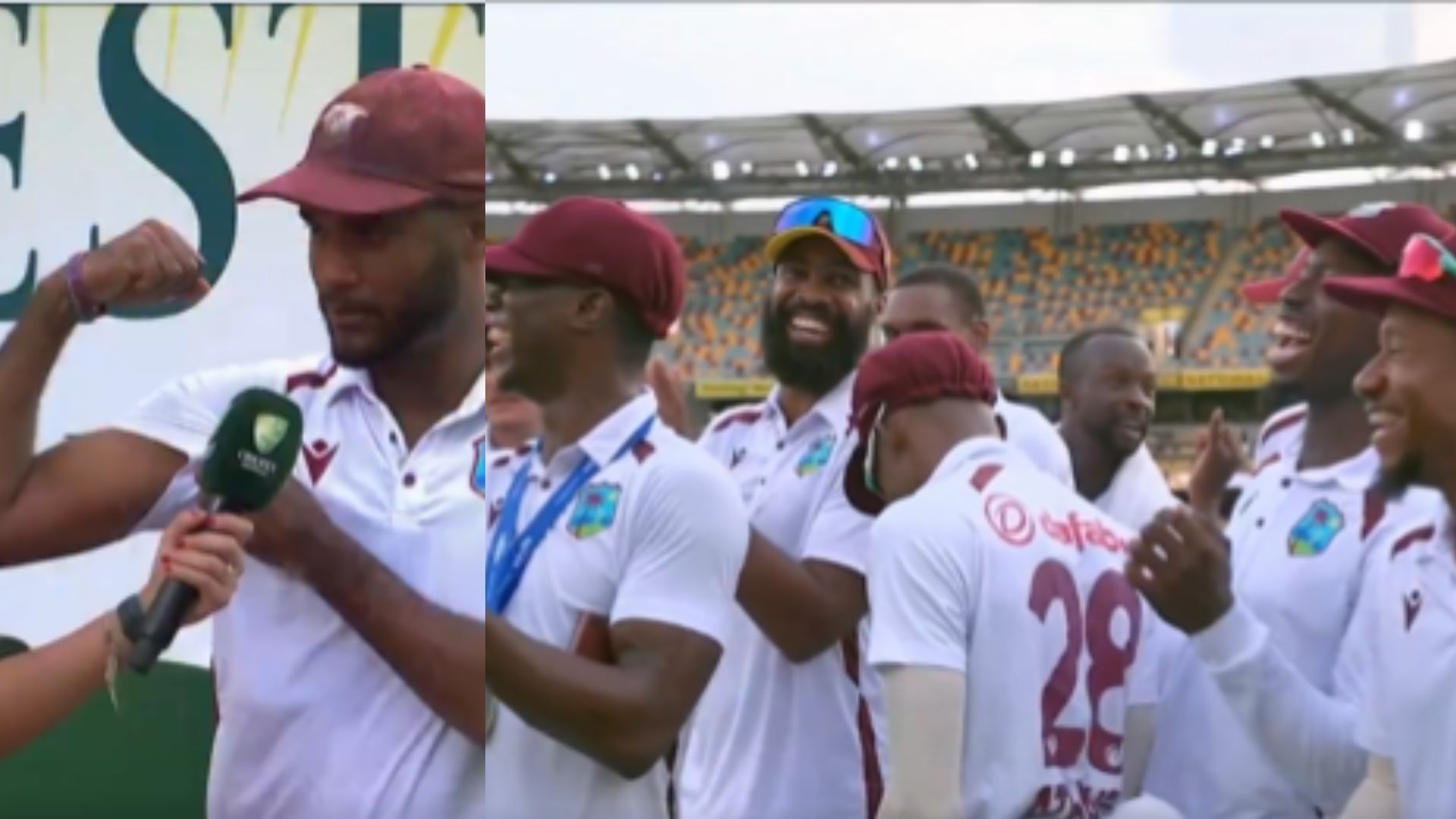 Watch: WI captain Kraigg Brathwaite 'flexes muscle' and brutally hits back at ex-Australia bowler for calling his team 'pathetic and hopeless' after Gabba victory West Indies captain Kraigg Brathwaite hit back at ex-Australia cricketer Rodney Hogg.