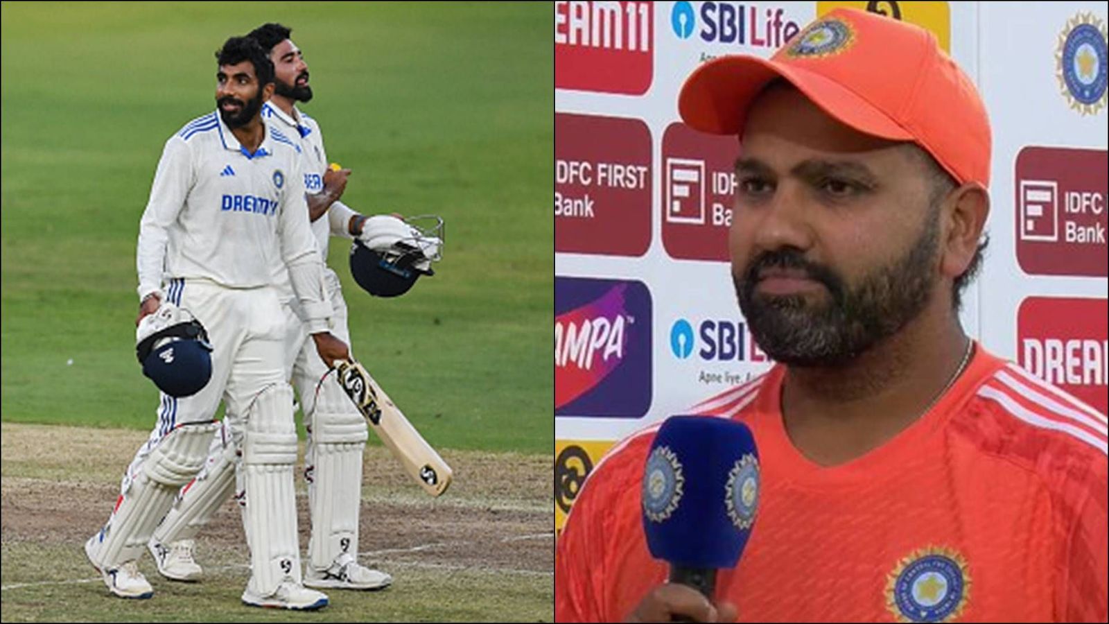 'The lower order fought really well here': Rohit Sharma wanted Mohammed Siraj and Jasprit Bumrah to take the game to Day 5 Rohit Sharma in the post-match presentation; Mohammed Siraj and Jasprit Bumrah after India's 28-run defeat (Getty Images, Screengrab: X)