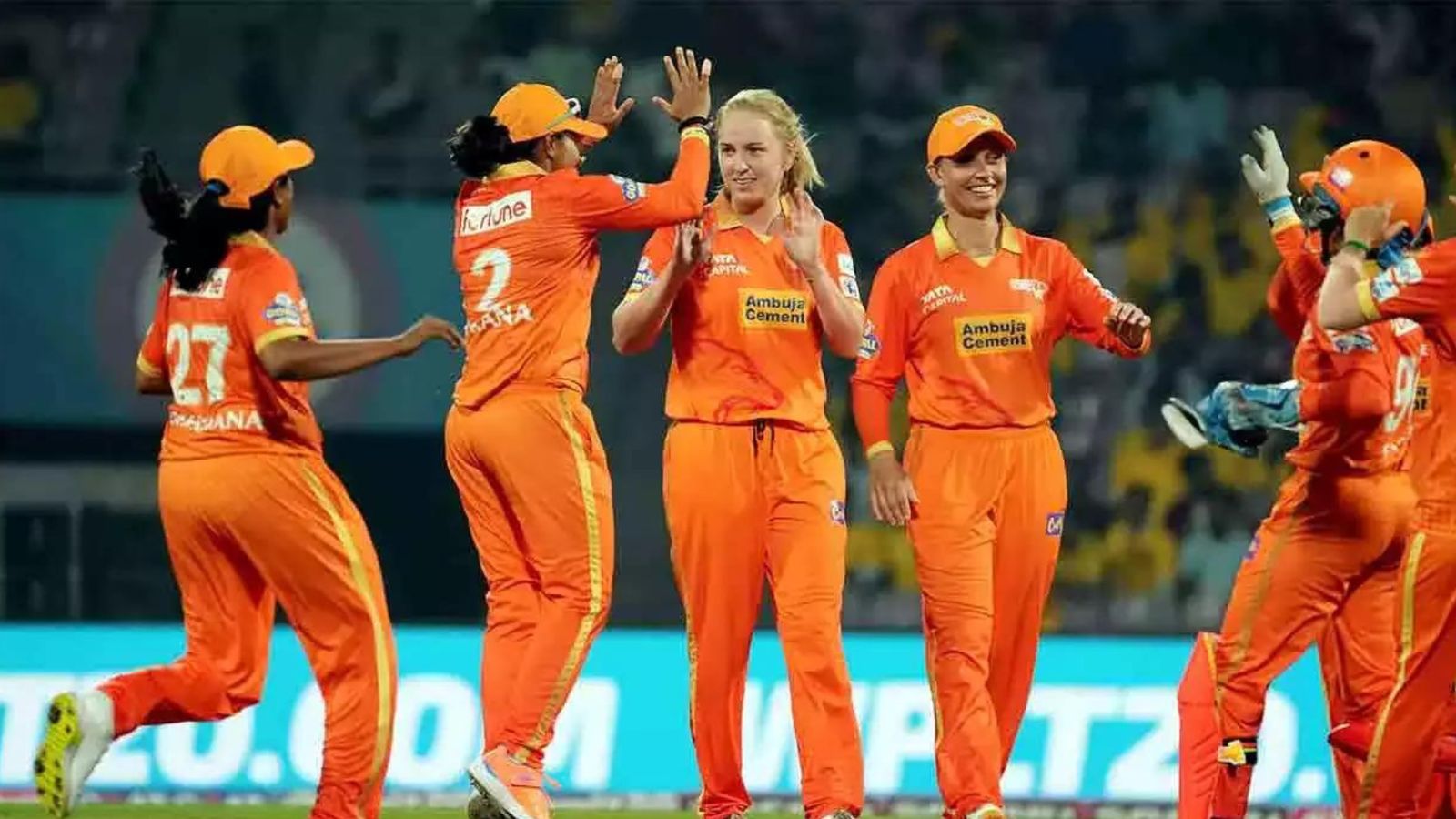 Big blow to Gujarat, star Australian pacer ruled out after undergoing skin cancer treatment Gujarat Giants' players celebrate in this frame. (Twitter)