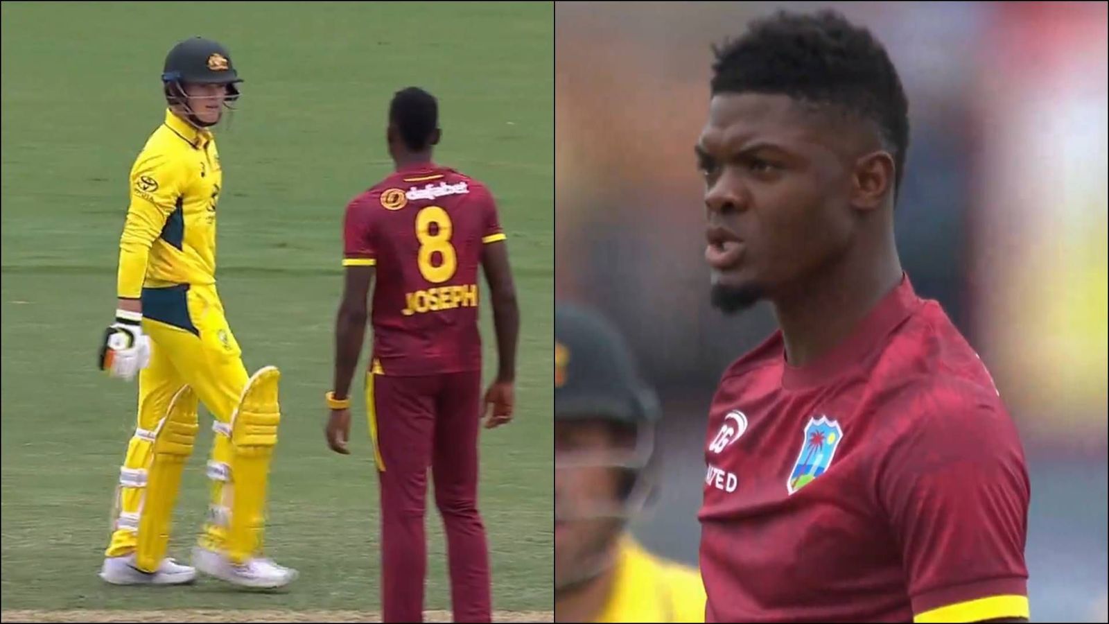 Watch: Alzarri Joseph sledges Australia's 21-year-old opener Jake Fraser-McGurk after getting hit for two fours Alzarri Joseph after Jake Fraser-McGurk attempts an attacking shot against him (Screengrab: cricket.com.au, X)