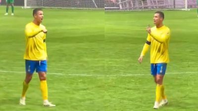 Riyadh Cup final: Cristiano Ronaldo outraged at Messi’s chants from Al-Hilal fans, says ‘I’m here…not Lionel…’ Cristiano Ronaldo of Al-Nassr reacts during the Riyadh Season Cup Final match between Al Hilal and Al-Nassr at Kingdom Arena. (Getty Images)