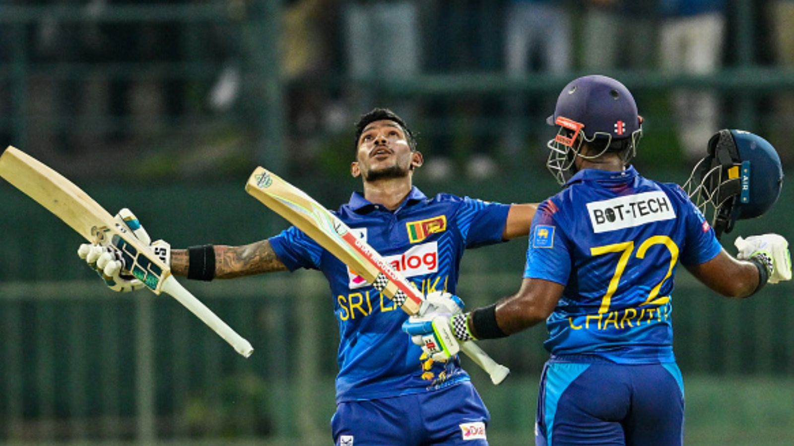 Sri Lanka's little dynamite cracks lightning double century to shatter Virender Sehwag, Chris Gayle's record in 1st ODI vs AFG Sri Lanka's Pathum Nissanka (L) celebrates after scoring a double century during the first ODI against Afghanistan on February 9. (Getty)