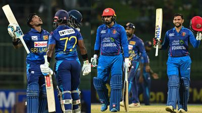 Pathum Nissanka's historic double ton dampens Omarzai, Nabi's brave centuries as Sri Lanka down Afghanistan in 1st ODI Sri Lanka's Pathum Nissanka (left), Afghanistan's Mohammad Nabi (centre) and Azmatullah Omarzai in this frame. (Getty)